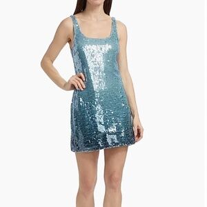 Simkhai Alayna Mini Dress Aqua Blue Sequin Size 4